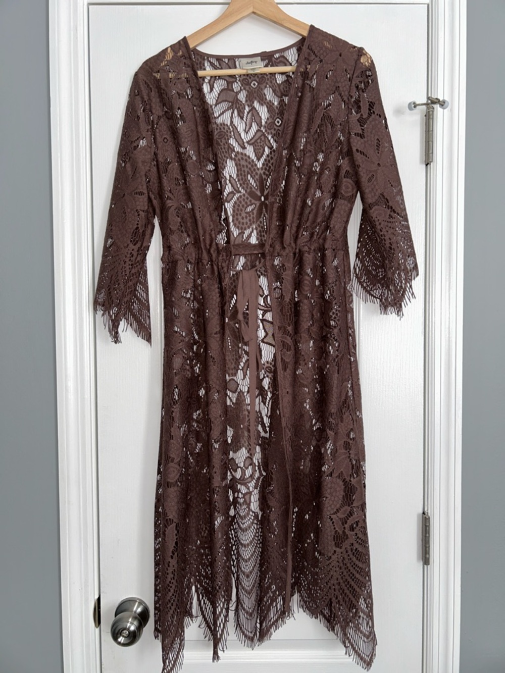Lace Kimono Style Robe/cardigan in Brown by daytrip size small